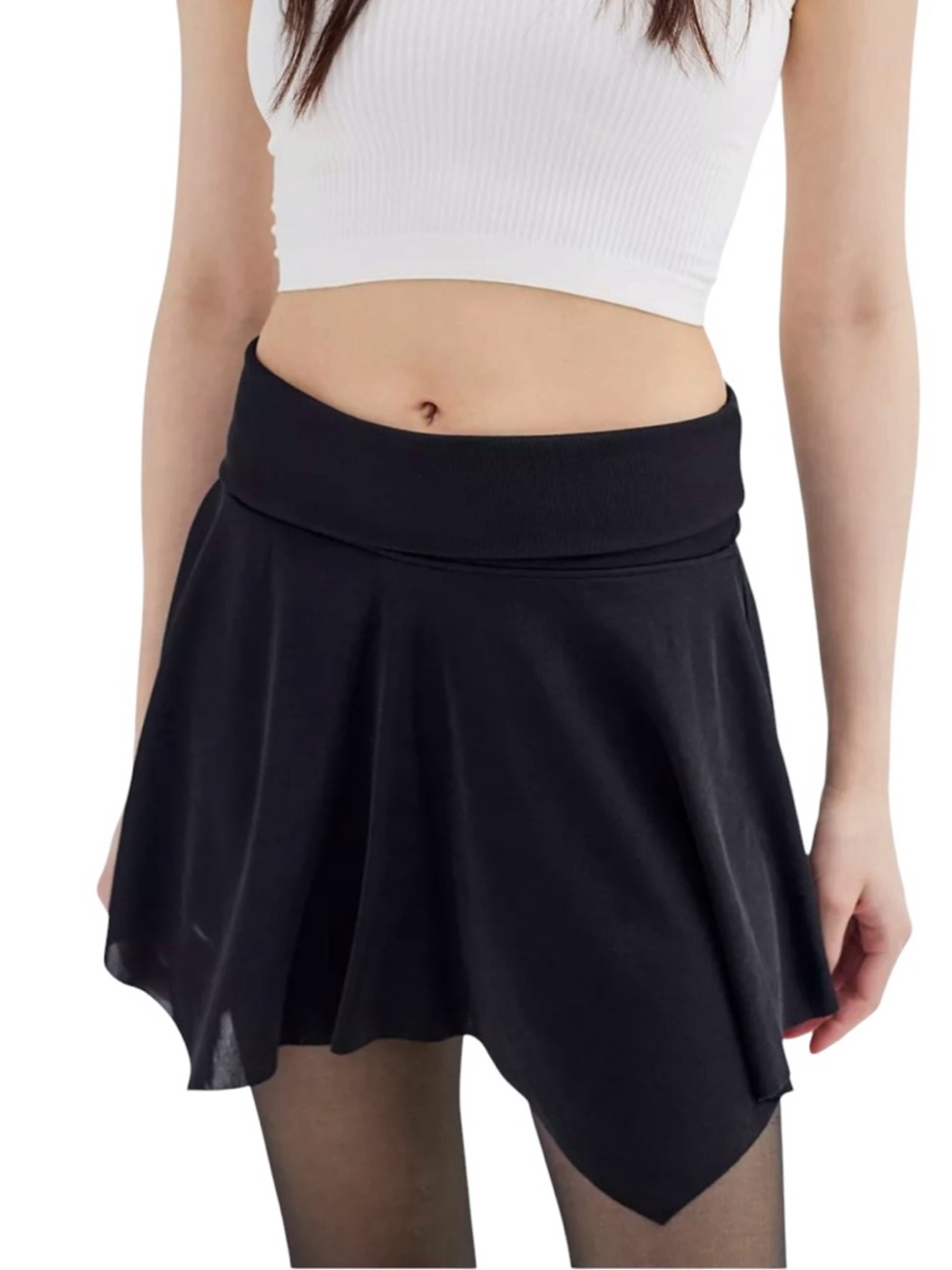 NWT URBAN OUTFITTERS Suki Foldover Low Rise Flowy Mini Skirt Black M
